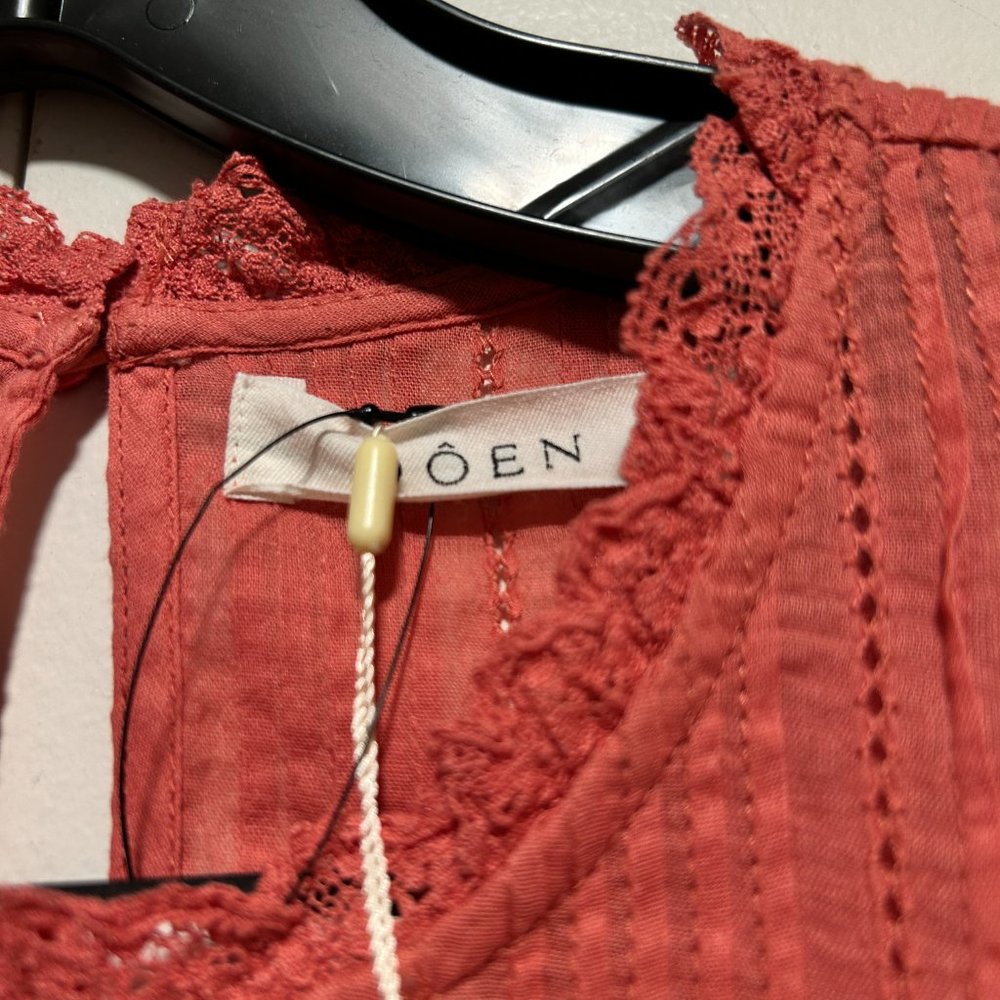 DÔEN Nerine embroidered tiered cotton-voile mini dress size MEDIUM - Picture 5 of 11